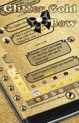 SMS Messages Glitter Gold Bow android App screenshot 1