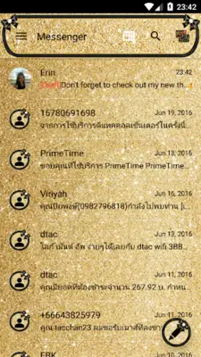 SMS Messages Glitter Gold Bow android App screenshot 3